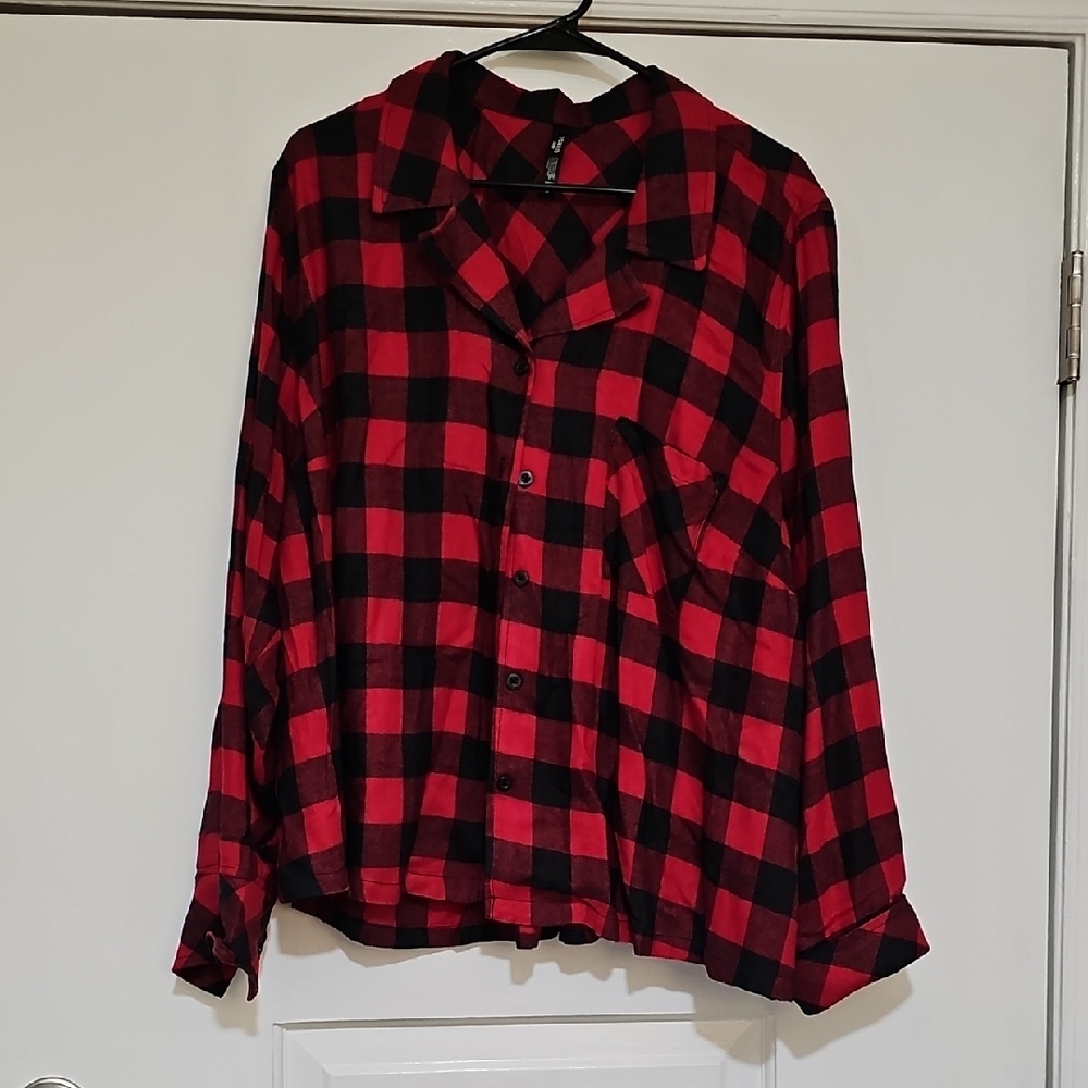 Torrid Red and Black Plaid Pajama Top